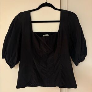 Abercrombie & Fitch Black Square Neck Puff Sleeve Top Large
